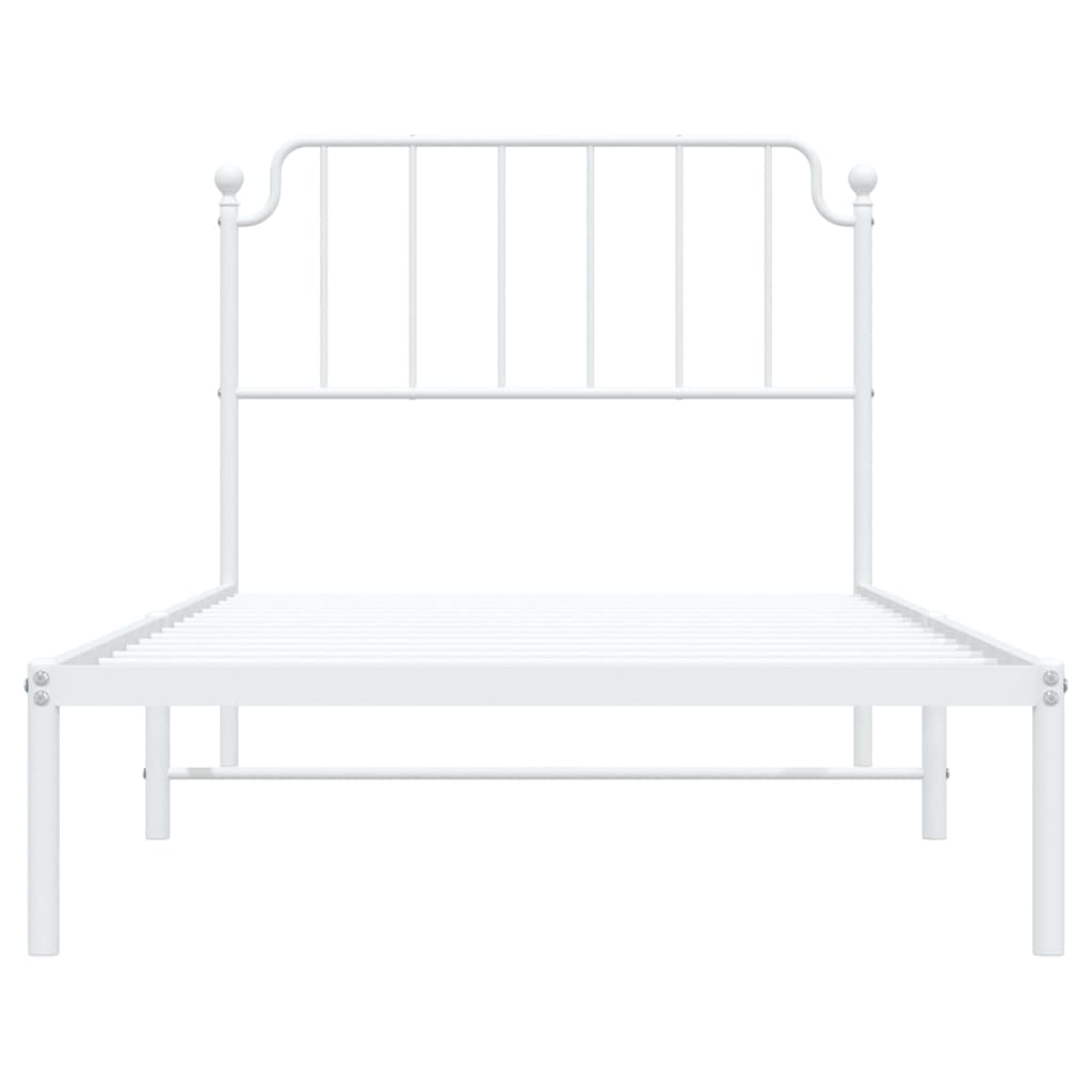 Estrutura de cama com cabeceira 100x190 cm metal branco