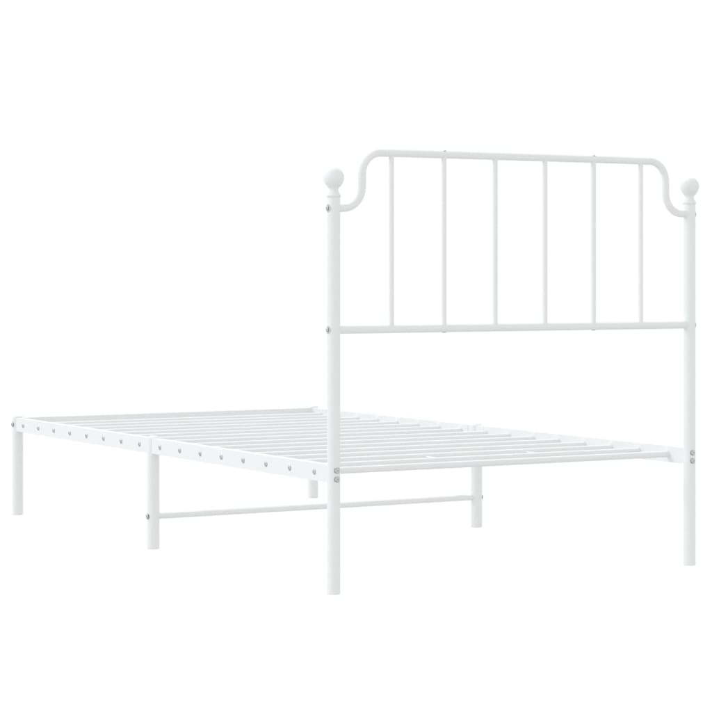 Estrutura de cama com cabeceira 100x190 cm metal branco