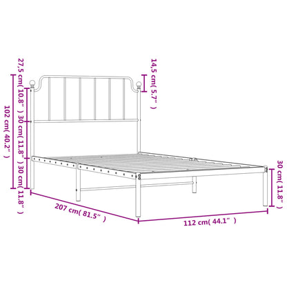 Estrutura de cama em metal com cabeceira 107x203 cm branco