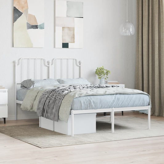 Estrutura de cama com cabeceira 120x190 cm metal branco