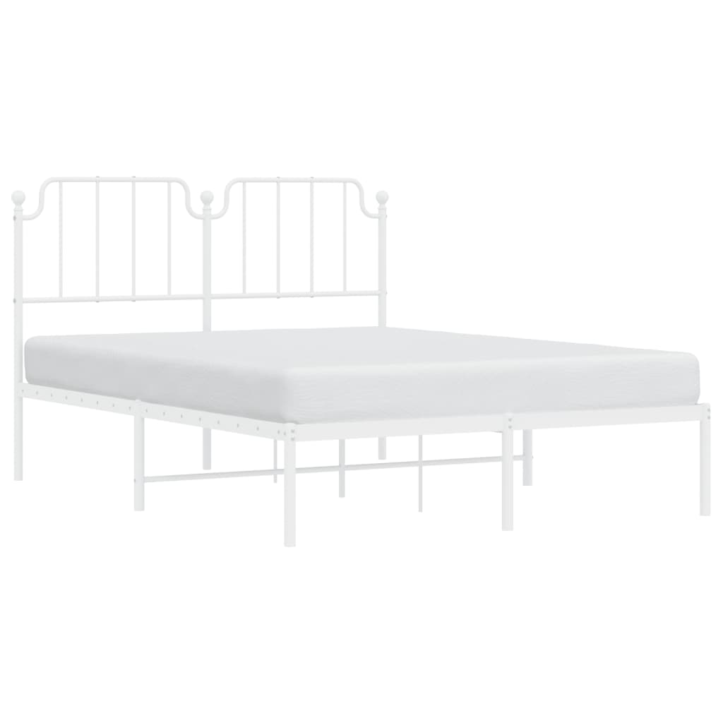 Estrutura de cama com cabeceira 135x190 cm metal branco