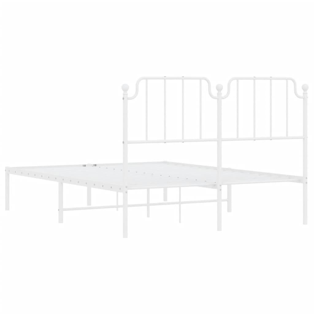 Estrutura de cama com cabeceira 135x190 cm metal branco