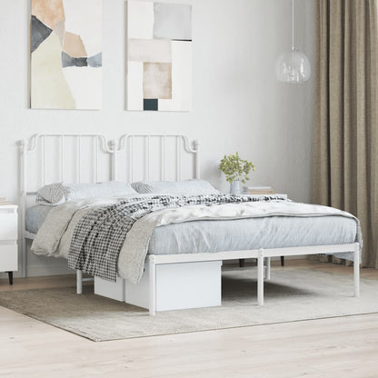 Estrutura de cama com cabeceira 135x190 cm metal branco