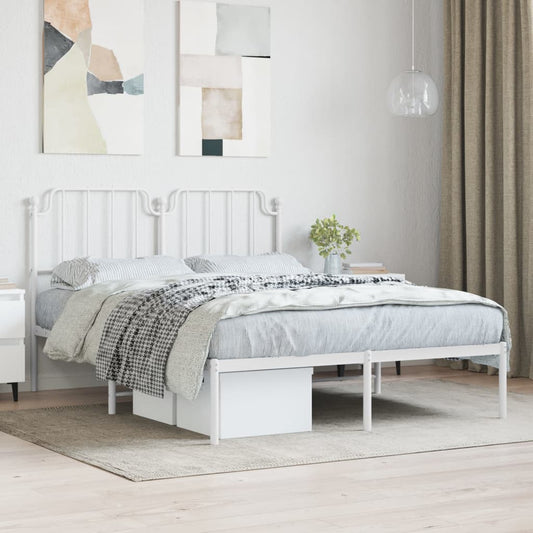 Estrutura de cama com cabeceira 140x190 cm metal branco