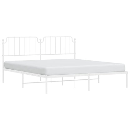 Estrutura de cama com cabeceira 160x200 cm metal branco