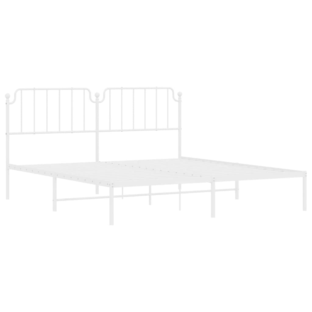 Estrutura de cama com cabeceira 160x200 cm metal branco