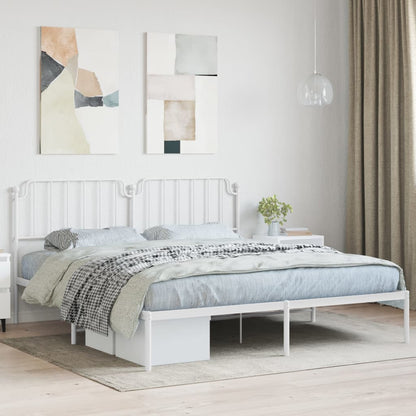 Estrutura de cama com cabeceira 160x200 cm metal branco