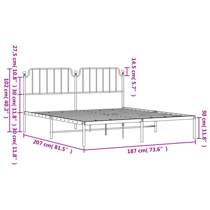 Estrutura de cama com cabeceira 180x200 cm metal branco