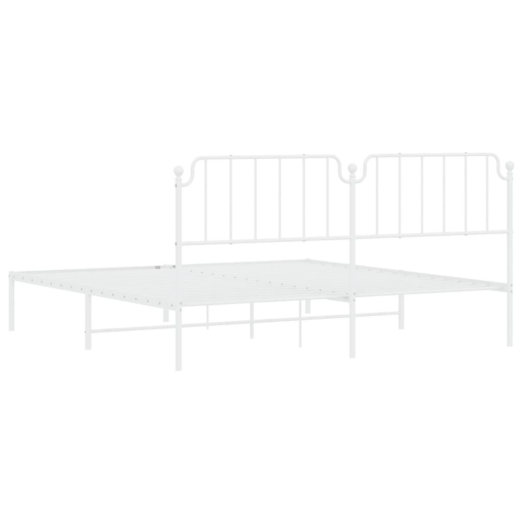 Estrutura de cama com cabeceira 193x203 cm metal branco