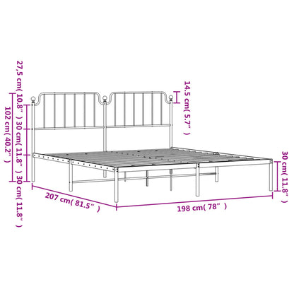 Estrutura de cama com cabeceira 193x203 cm metal branco