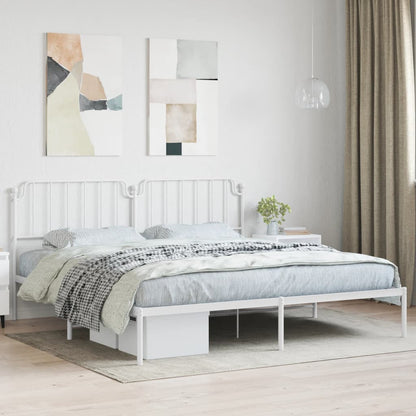 Estrutura de cama com cabeceira 193x203 cm metal branco