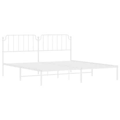 Estrutura de cama com cabeceira 200x200 cm metal branco