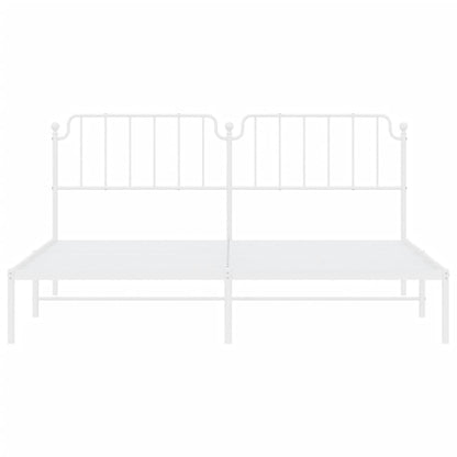 Estrutura de cama com cabeceira 200x200 cm metal branco