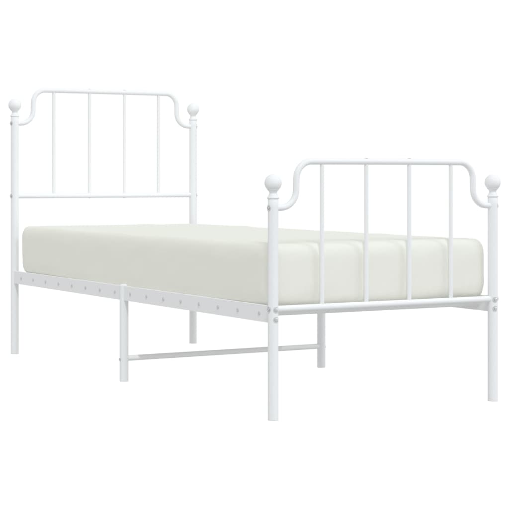 Estrutura de cama com cabeceira e pés 75x190 cm metal branco