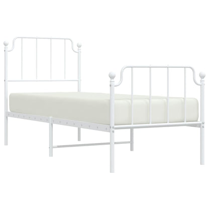 Estrutura de cama com cabeceira e pés 75x190 cm metal branco