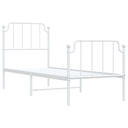 Estrutura de cama com cabeceira e pés 75x190 cm metal branco