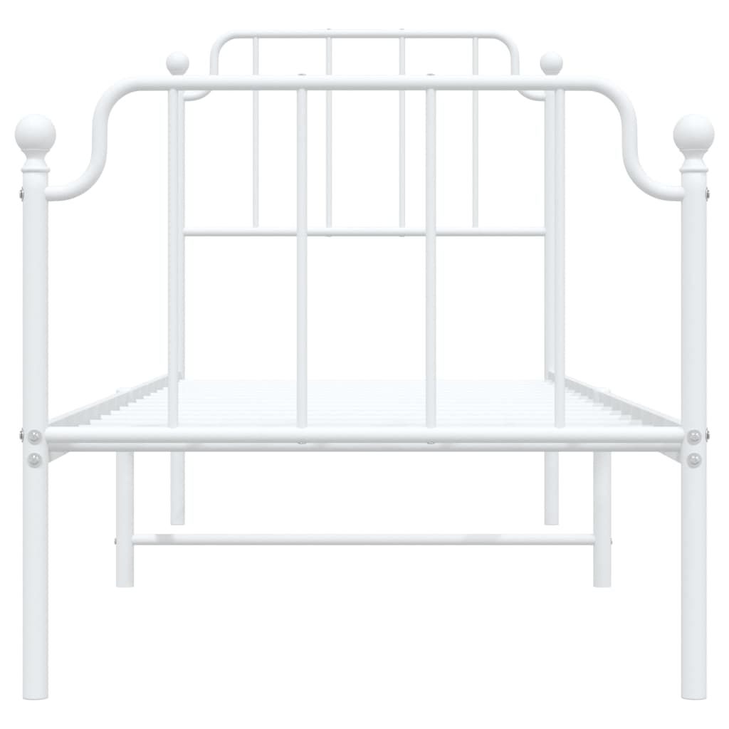 Estrutura de cama com cabeceira e pés 75x190 cm metal branco