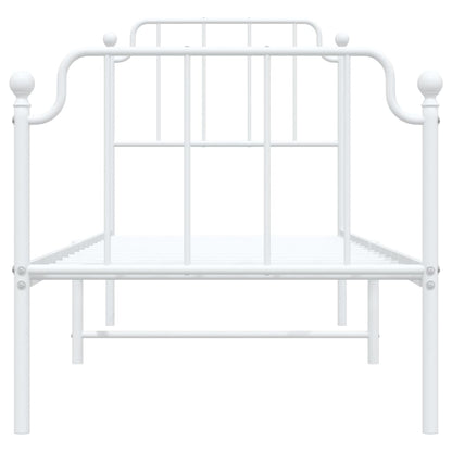 Estrutura de cama com cabeceira e pés 75x190 cm metal branco