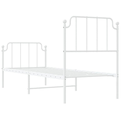 Estrutura de cama com cabeceira e pés 75x190 cm metal branco