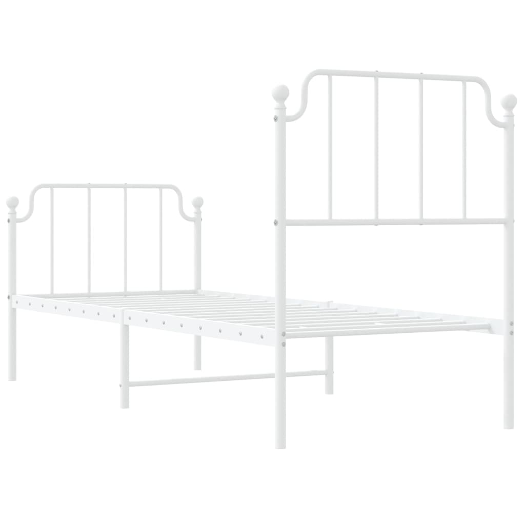 Estrutura de cama com cabeceira e pés 80x200 cm metal branco