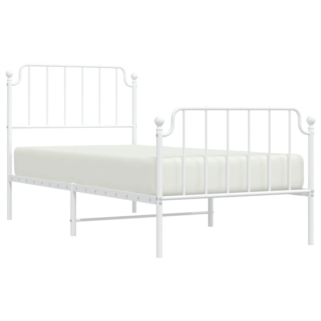 Estrutura de cama com cabeceira e pés 90x190 cm metal branco