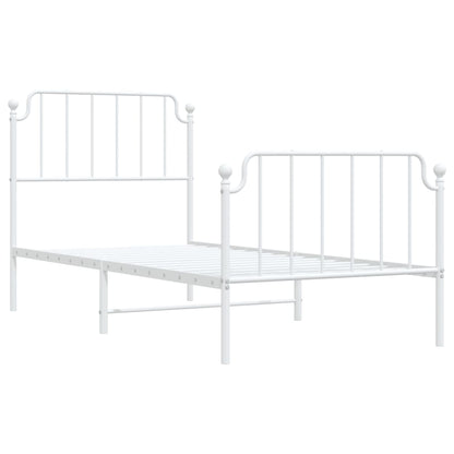 Estrutura de cama com cabeceira e pés 90x190 cm metal branco