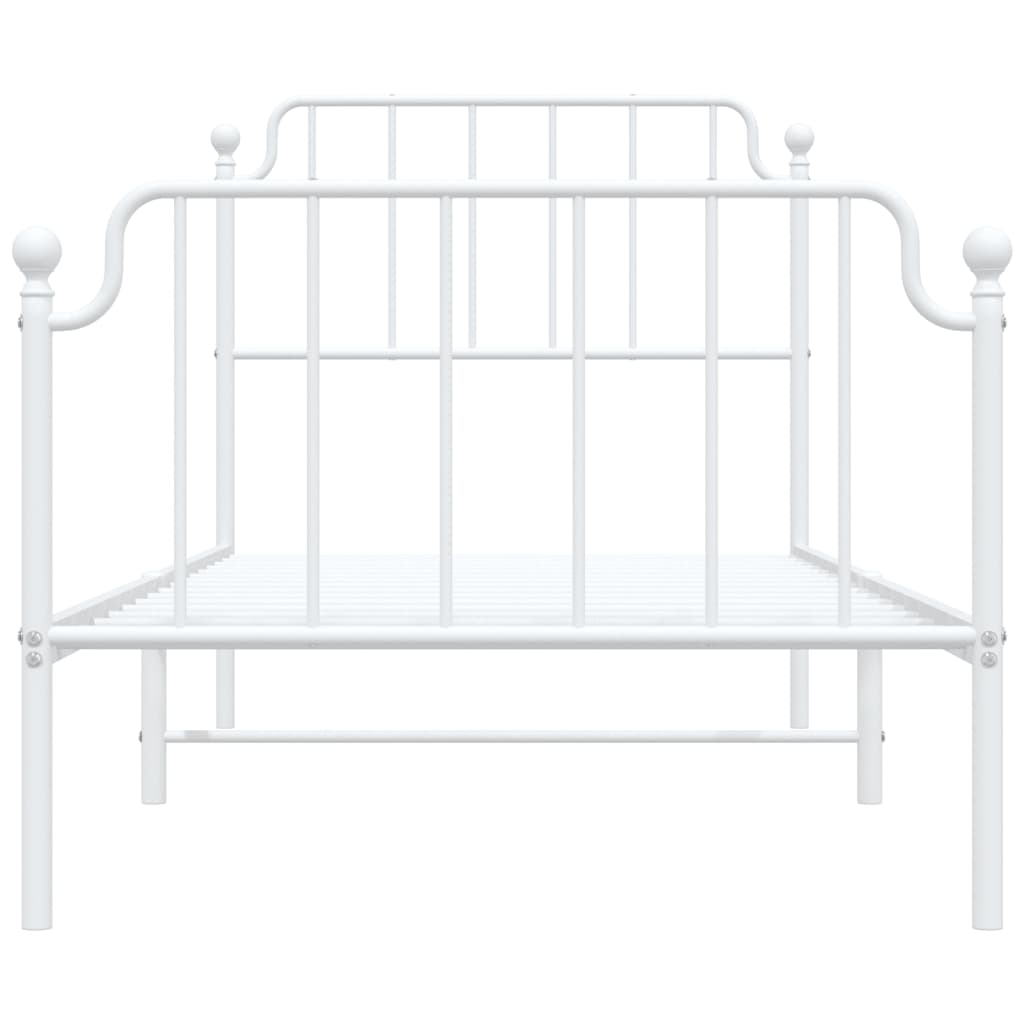 Estrutura de cama com cabeceira e pés 90x190 cm metal branco