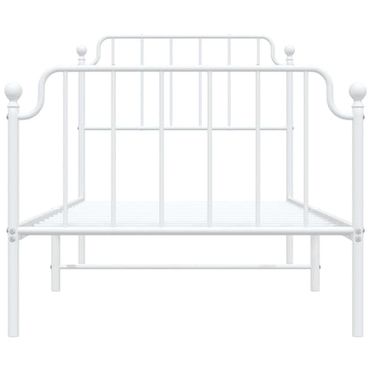 Estrutura de cama com cabeceira e pés 90x190 cm metal branco