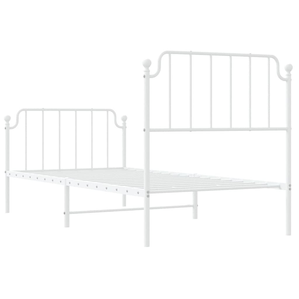 Estrutura de cama com cabeceira e pés 90x190 cm metal branco