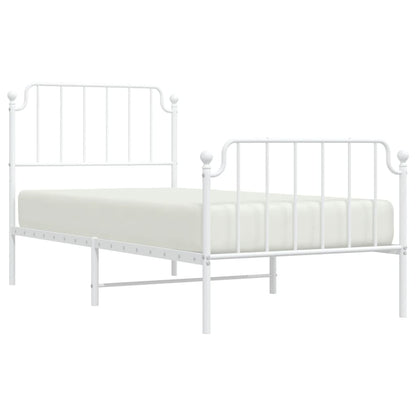 Estrutura de cama com cabeceira e pés 90x200 cm metal branco