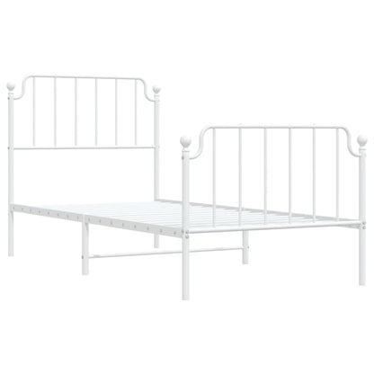 Estrutura de cama com cabeceira e pés 90x200 cm metal branco