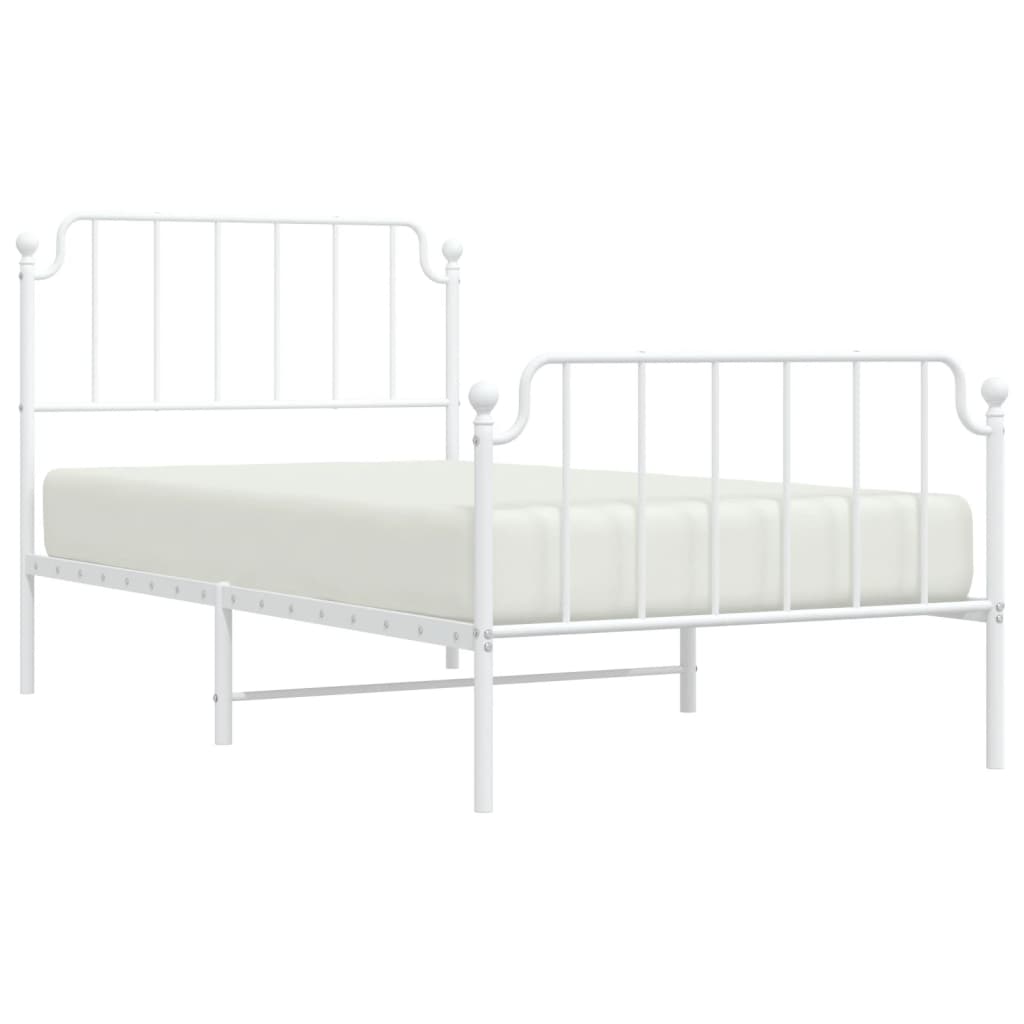 Estrutura de cama com cabeceira e pés 100x190 cm metal branco