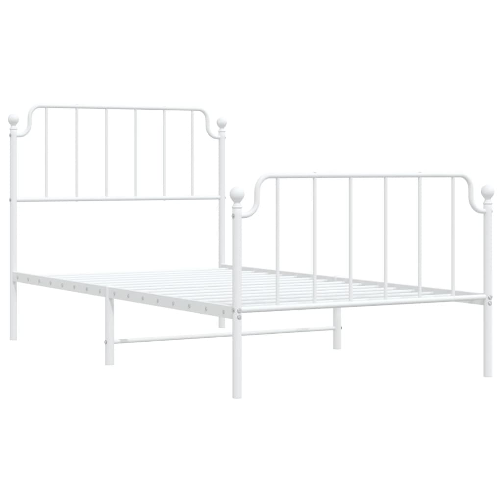 Estrutura de cama com cabeceira e pés 100x190 cm metal branco