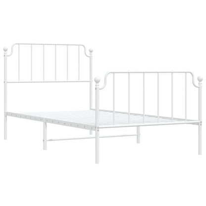 Estrutura de cama com cabeceira e pés 100x190 cm metal branco