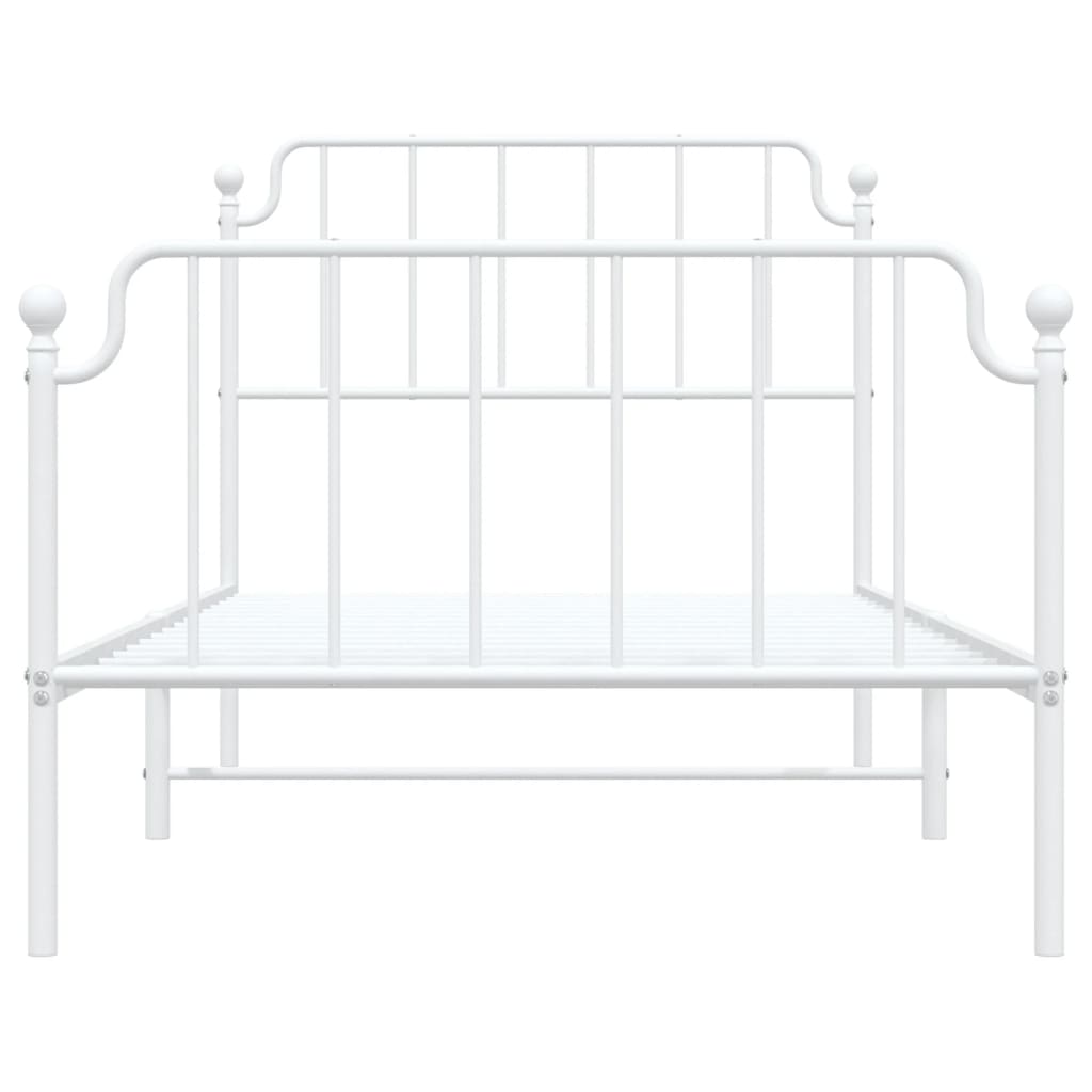 Estrutura de cama com cabeceira e pés 100x190 cm metal branco