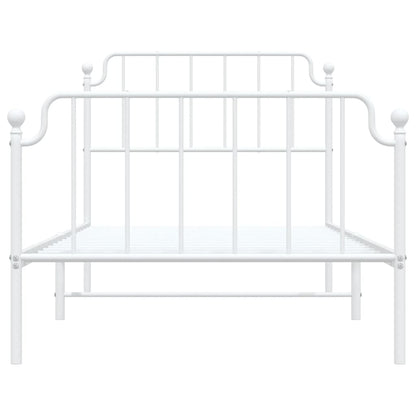 Estrutura de cama com cabeceira e pés 100x190 cm metal branco