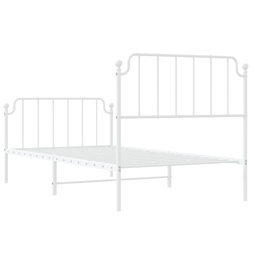 Estrutura de cama com cabeceira e pés 100x190 cm metal branco