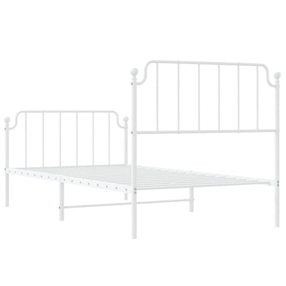 Estrutura de cama com cabeceira e pés 100x190 cm metal branco