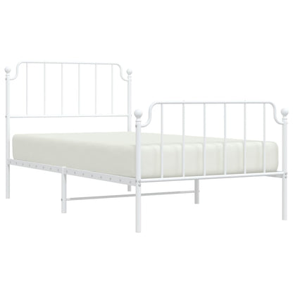 Estrutura de cama com cabeceira e pés 100x200 cm metal branco