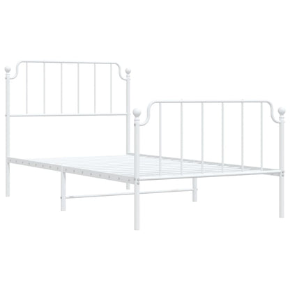 Estrutura de cama com cabeceira e pés 100x200 cm metal branco