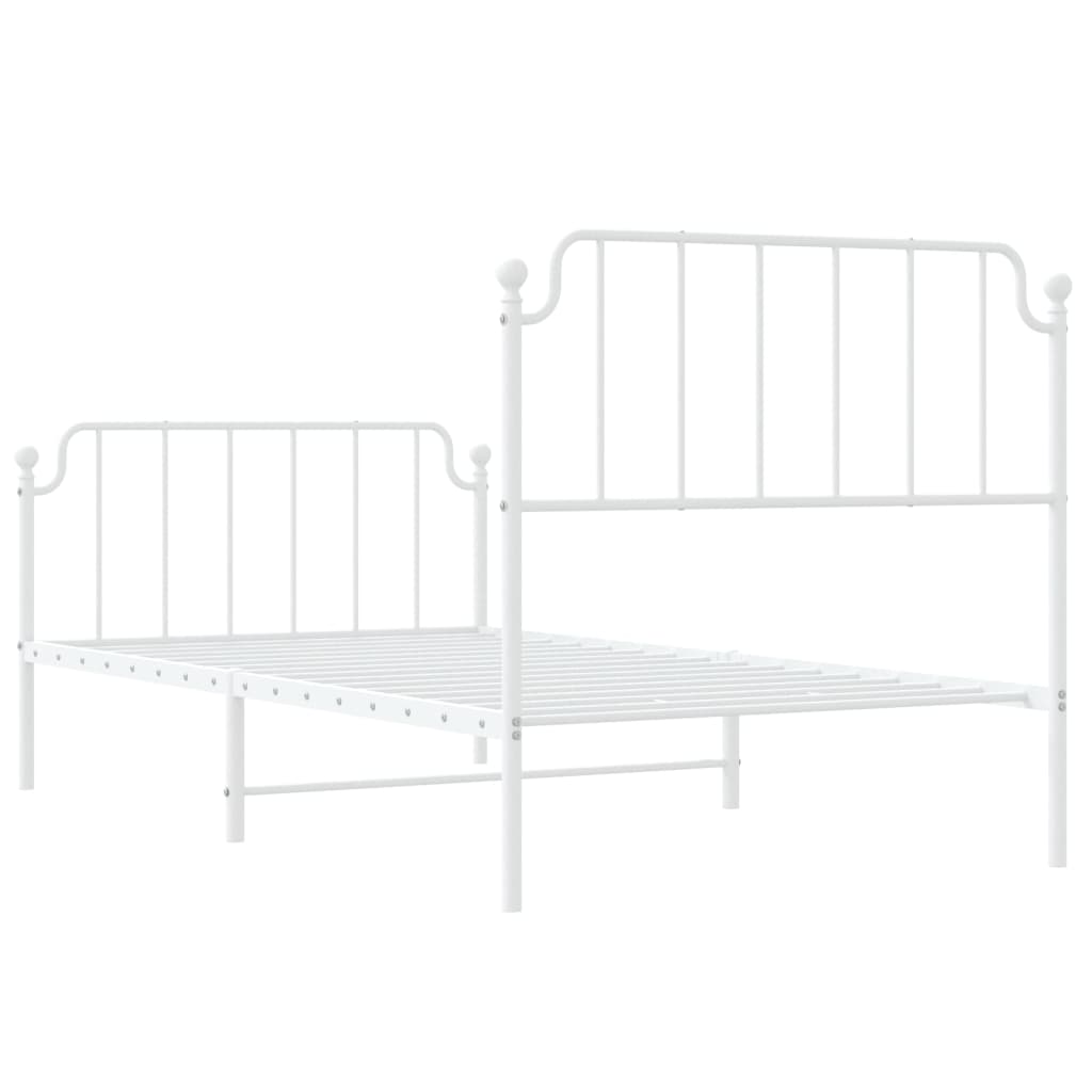 Estrutura de cama com cabeceira e pés 100x200 cm metal branco