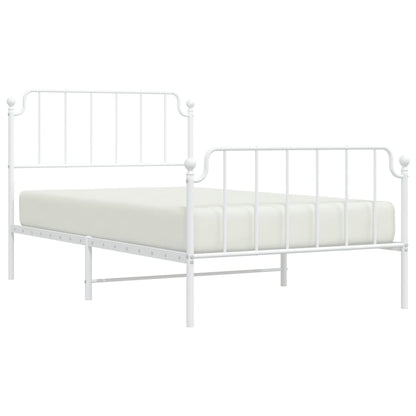 Estrutura de cama com cabeceira e pés 107x203 cm metal branco