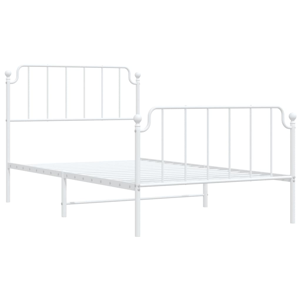 Estrutura de cama com cabeceira e pés 107x203 cm metal branco