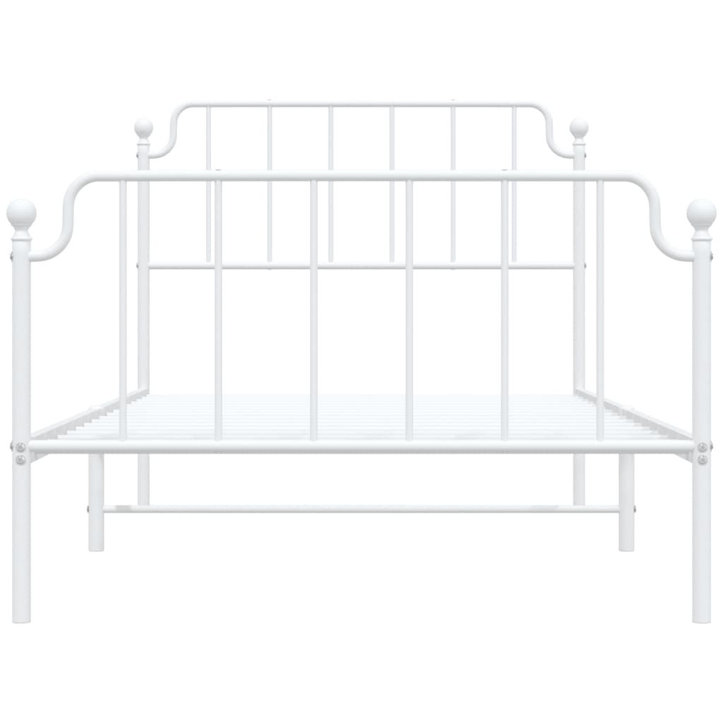 Estrutura de cama com cabeceira e pés 107x203 cm metal branco