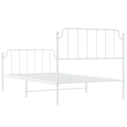 Estrutura de cama com cabeceira e pés 107x203 cm metal branco