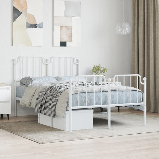 Estrutura de cama com cabeceira e pés 120x190 cm metal branco