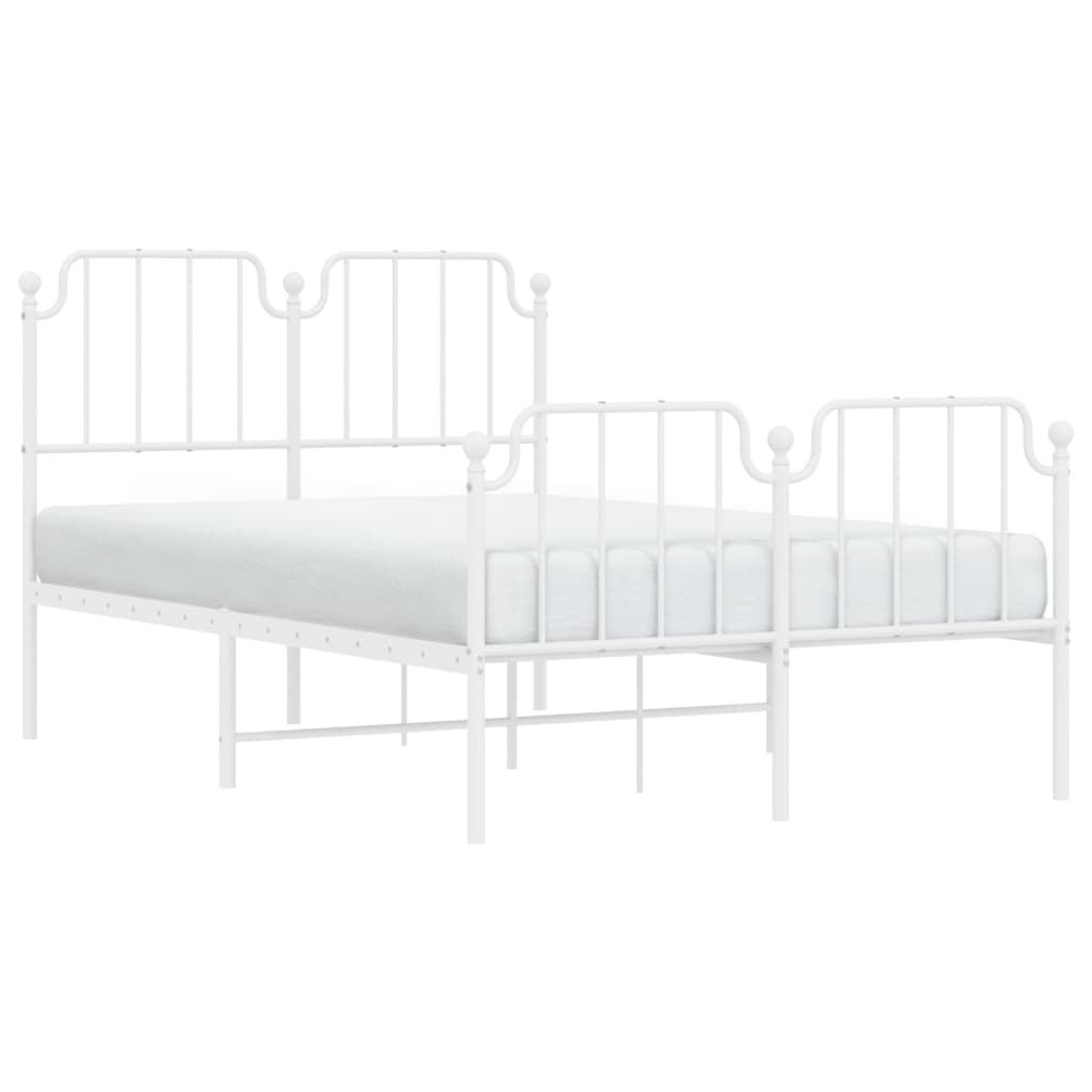 Estrutura de cama com cabeceira e pés 120x200 cm metal branco