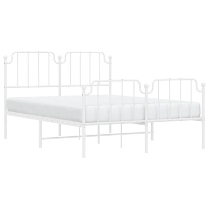 Estrutura de cama com cabeceira e pés 135x190 cm metal branco