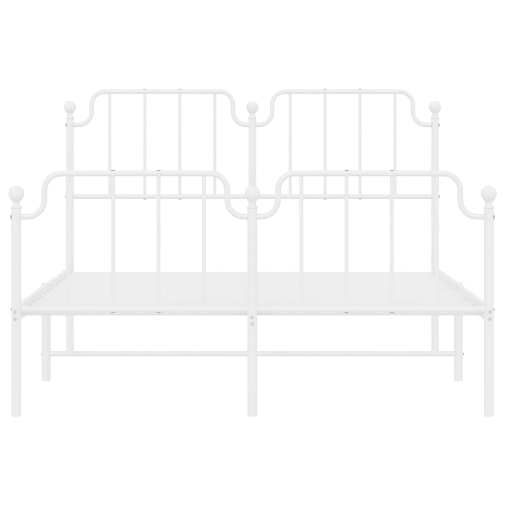 Estrutura de cama com cabeceira e pés 135x190 cm metal branco