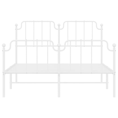 Estrutura de cama com cabeceira e pés 135x190 cm metal branco